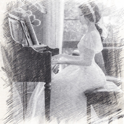 写生素描女生头像图片