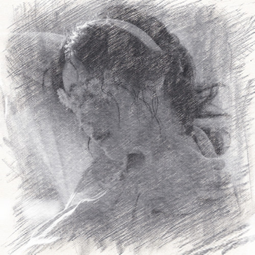 写生素描女生头像图片