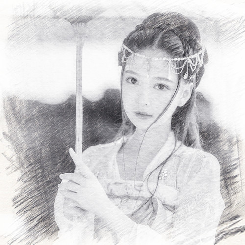写生素描女生头像图片