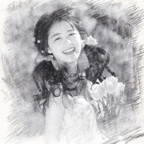 写生素描女生头像图片