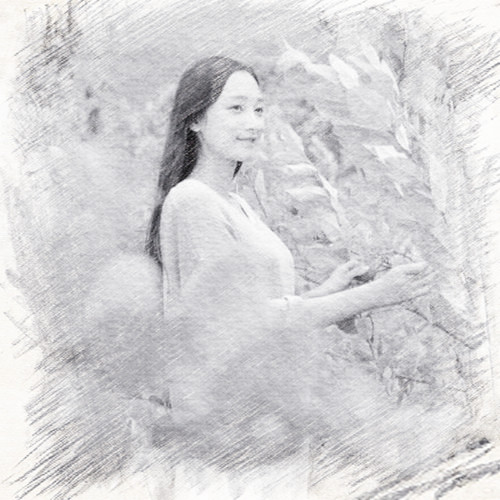 写生素描女生头像图片