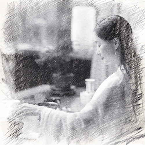 写生素描女生头像图片