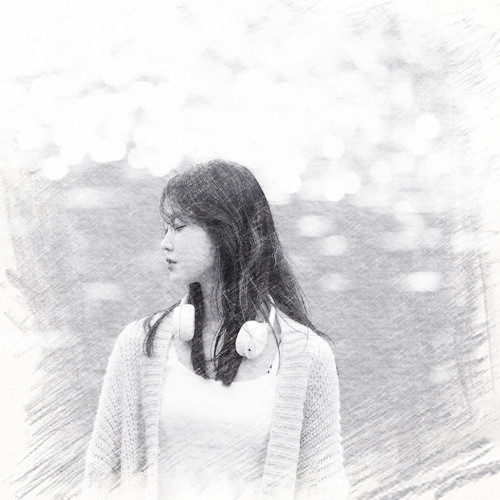 写生素描女生头像图片