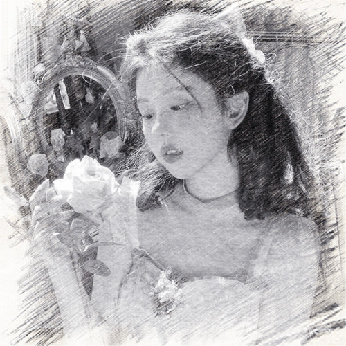 写生素描女生头像图片
