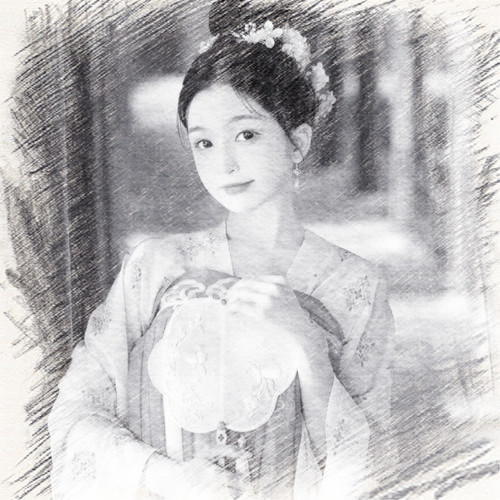 写生素描女生头像图片