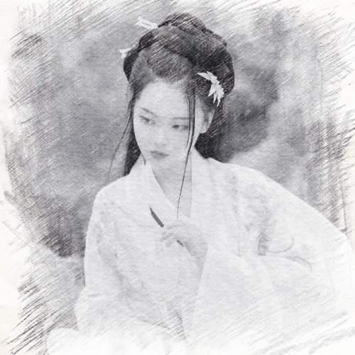 写生素描女生头像图片