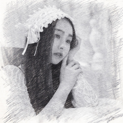 写生素描女生头像图片