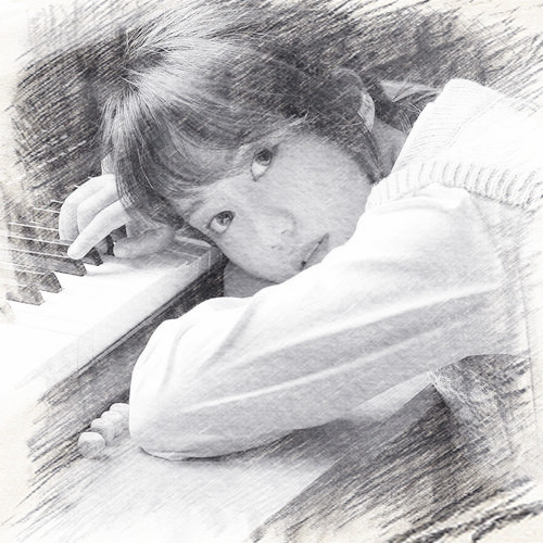 写生素描女生头像图片