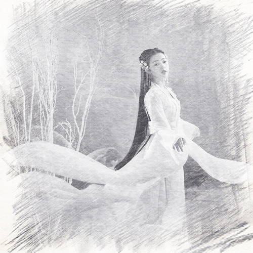 写生素描女生头像图片