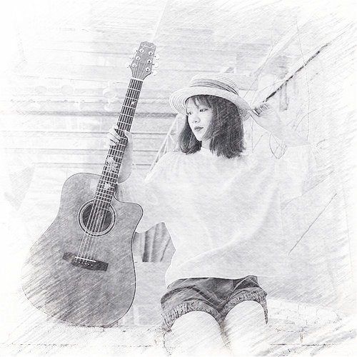 写生素描女生头像图片
