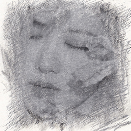 写生素描女生头像图片