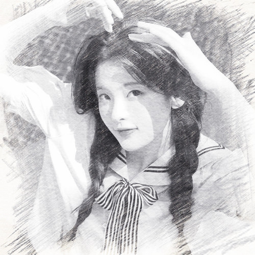 写生素描女生头像图片