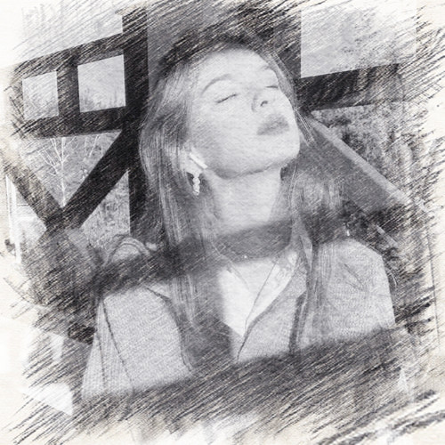 写生素描女生头像图片