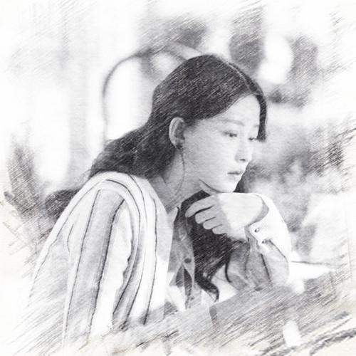 写生素描女生头像图片