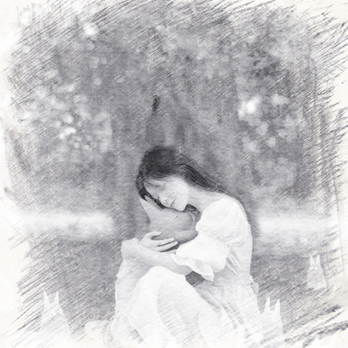 写生素描女生头像图片