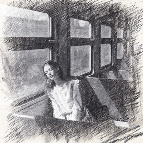 写生素描女生头像图片
