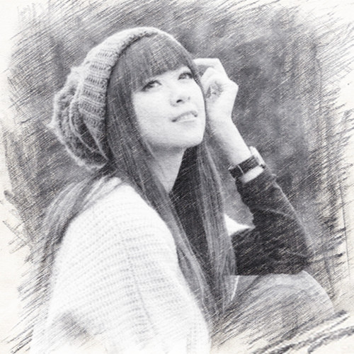 写生素描女生头像图片