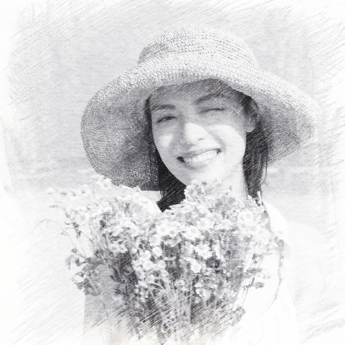 写生素描女生头像图片