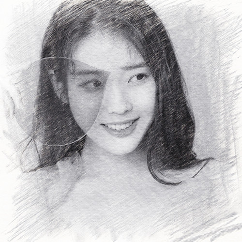 写生素描女生头像图片