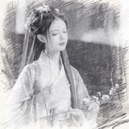 写生素描女生头像图片