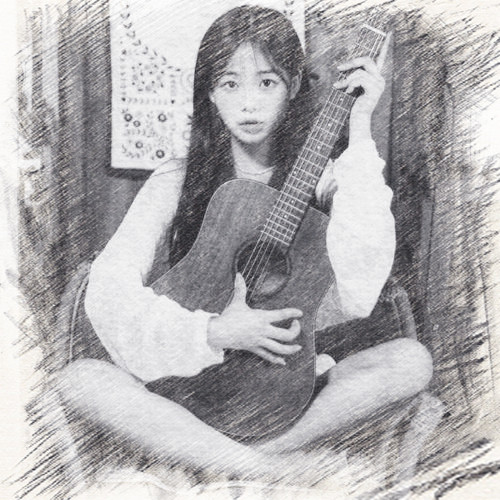 写生素描女生头像图片