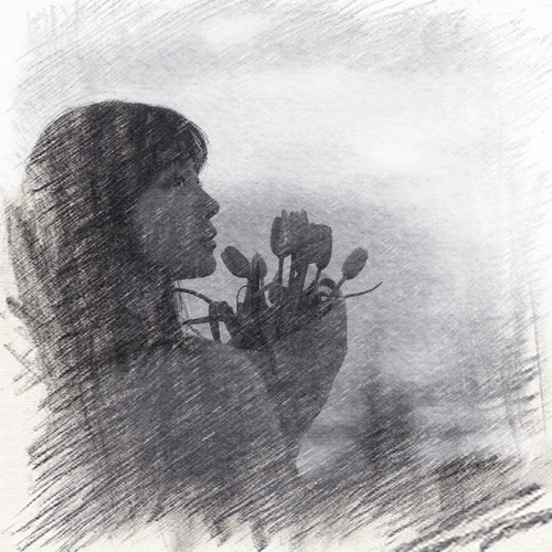 写生素描女生头像图片