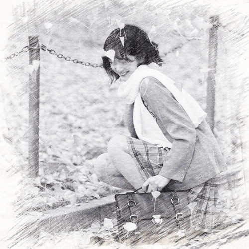 写生素描女生头像图片