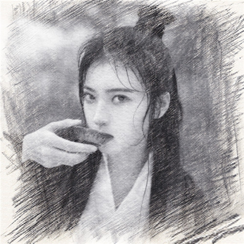 写生素描女生头像图片