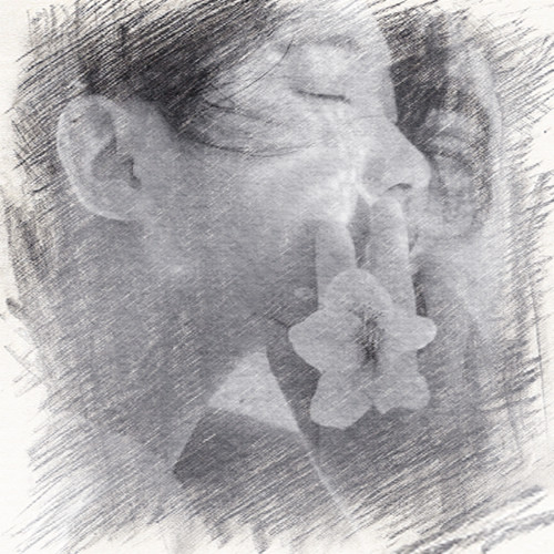写生素描女生头像图片
