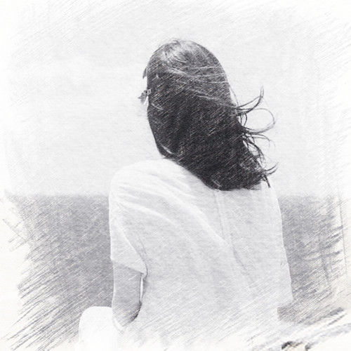 写生素描女生头像图片
