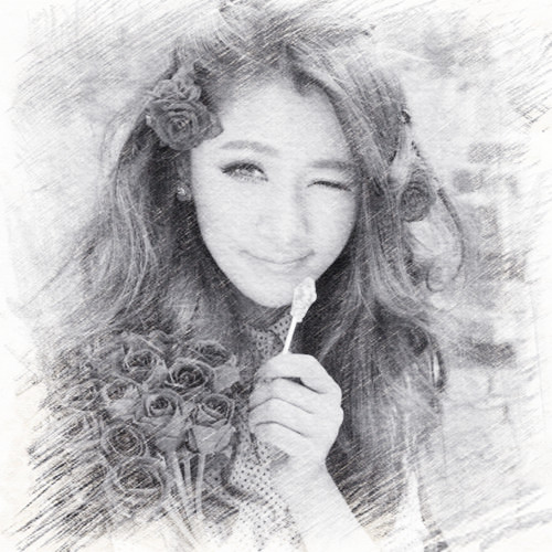 写生素描女生头像图片