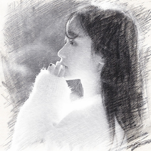 写生素描女生头像图片