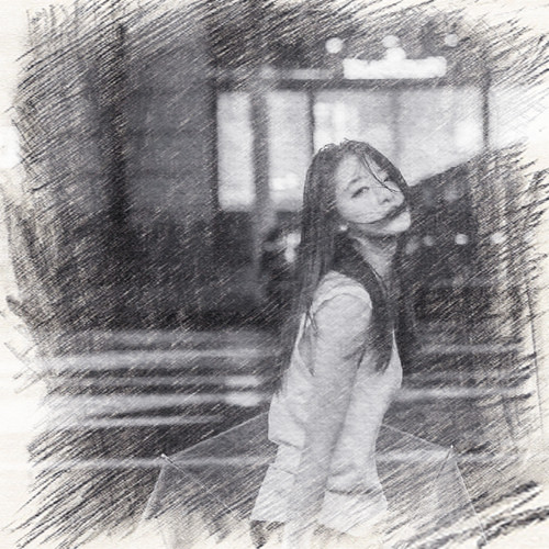 写生素描女生头像图片