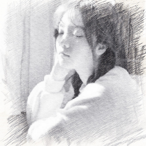 写生素描女生头像图片