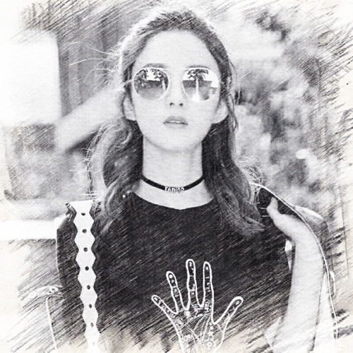 写生素描女生头像图片