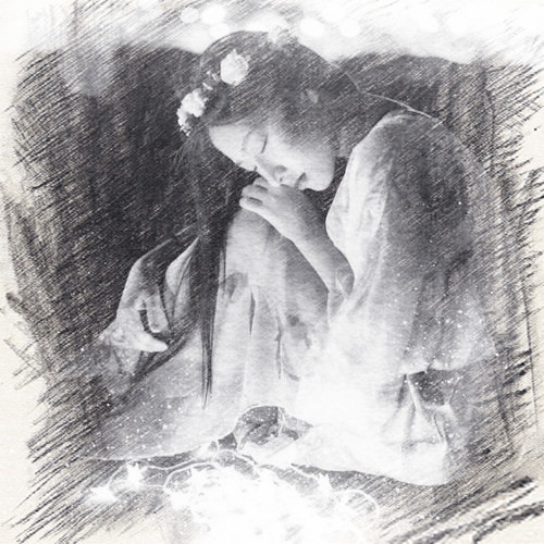 写生素描女生头像图片