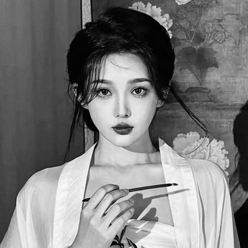 美女黑白头像图片