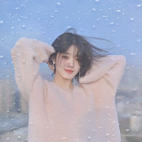 玻璃水珠唯美女生头像图片