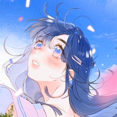 治愈系蓝色风格女生头像图片