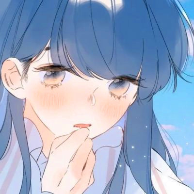 治愈系蓝色风格女生头像图片