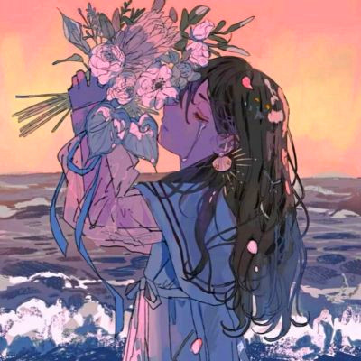 治愈系蓝色风格女生头像图片