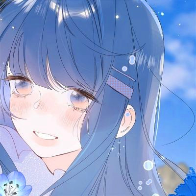 治愈系蓝色风格女生头像图片