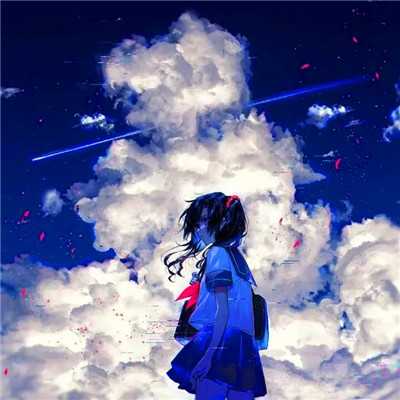 治愈系蓝色风格女生头像图片