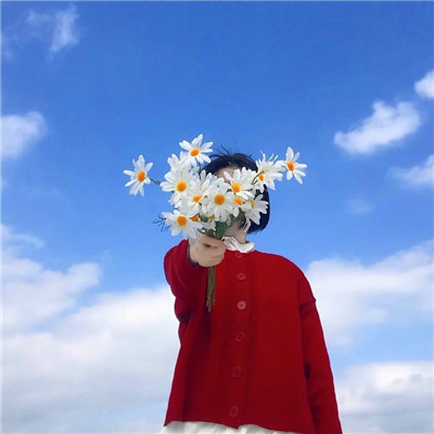 治愈系蓝色风格女生头像图片