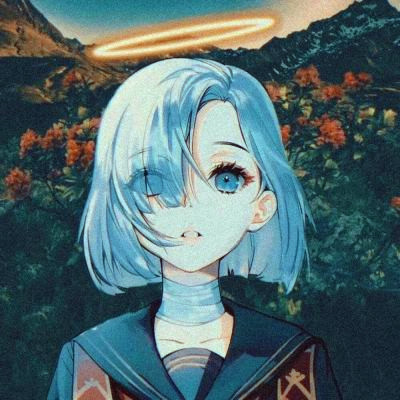 治愈系蓝色风格女生头像图片