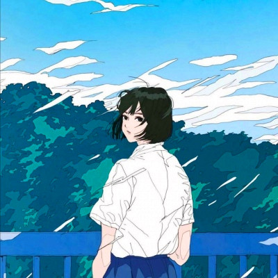 治愈系蓝色风格女生头像图片