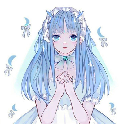 治愈系蓝色风格女生头像图片