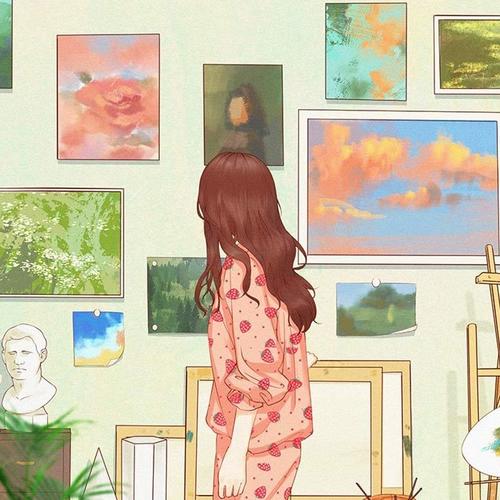 伤感侧身穿睡衣女生头像图片