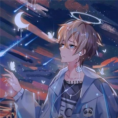 男生安慰自己的插画图片头像