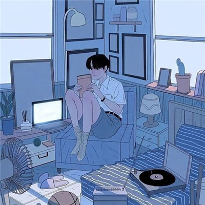 男生安慰自己的插画图片头像